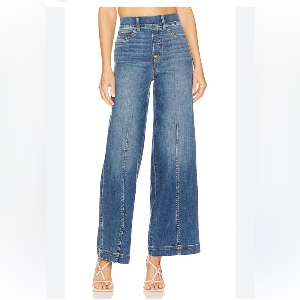 Spanx Seamed Front Wide Leg Jean in Vintage Indigo- Large Tall
